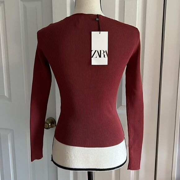 Zara Knit Burgandy Strappy Sweater - Picture 10 of 11